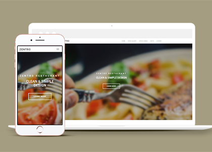 简洁宽屏美食餐厅网红饭店网站模板 免费下载